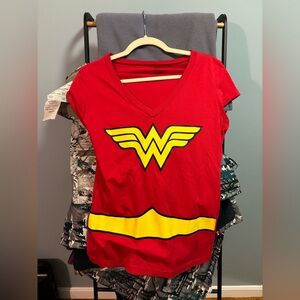 DC Comics Red and Yellow Wonder Woman V-Neck Tee